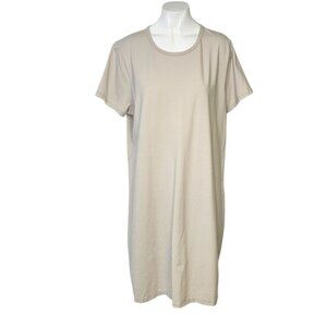 Athleta Womens Essential Tee Dress, Shirt Dress, Tunic, Short Sleeve, Beige, XL